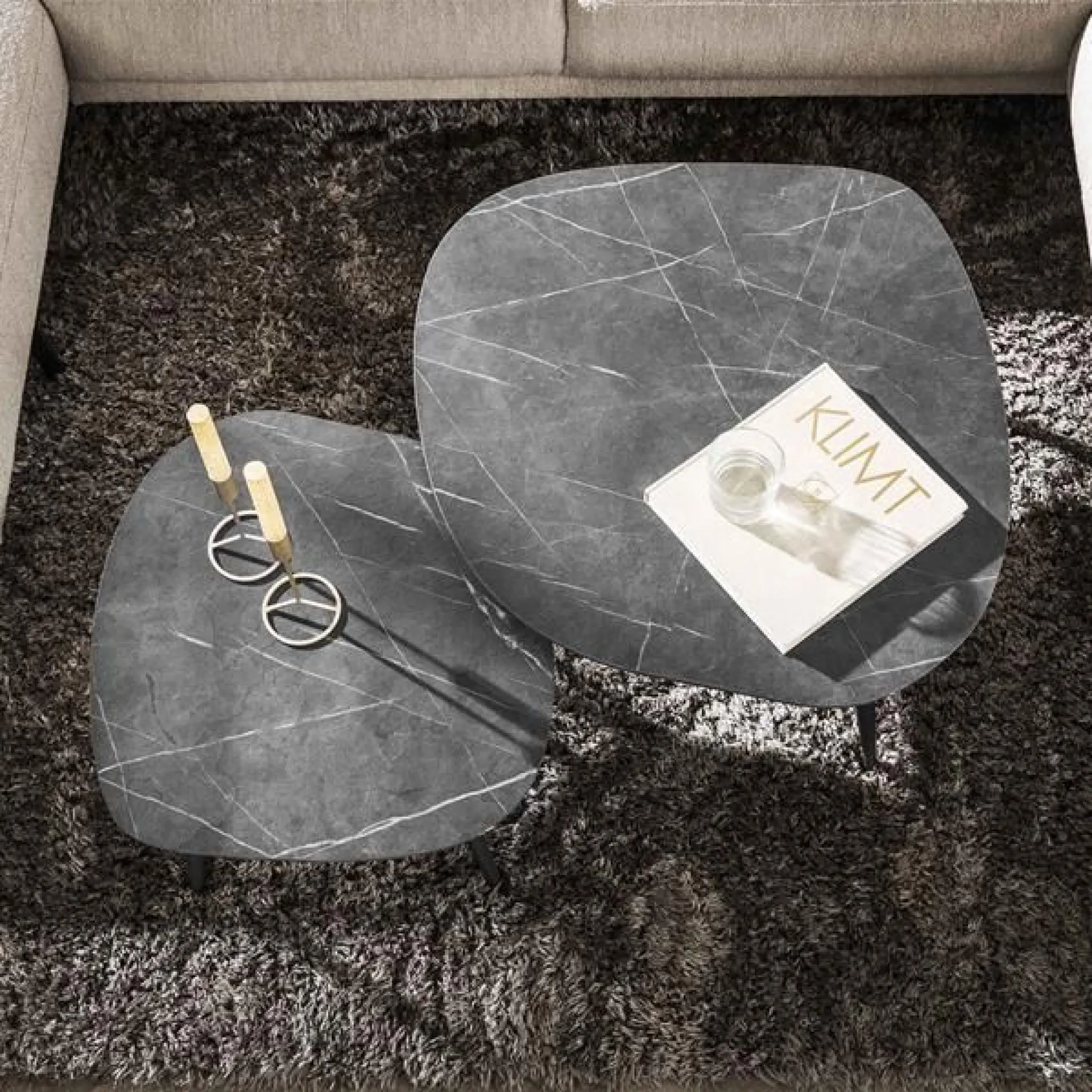Emob Mariola Satz von 2 Couchtischen 85x79x40 cm--braun