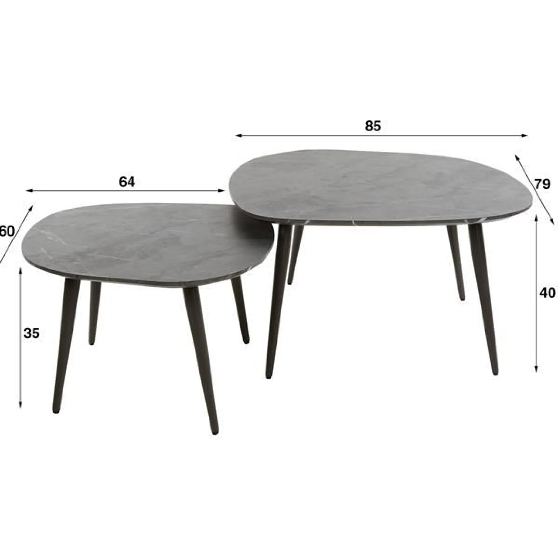 Emob Mariola Satz von 2 Couchtischen 85x79x40 cm--braun