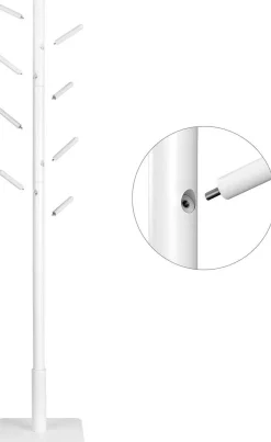 Massivholz Kleiderständer - 8 Haken für Mäntel, Hüte, Taschen - Eingang, Flur - Weiß