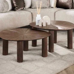 Emob Maya Teak Dreieckiger Couchtisch Set/2 - Espresso
