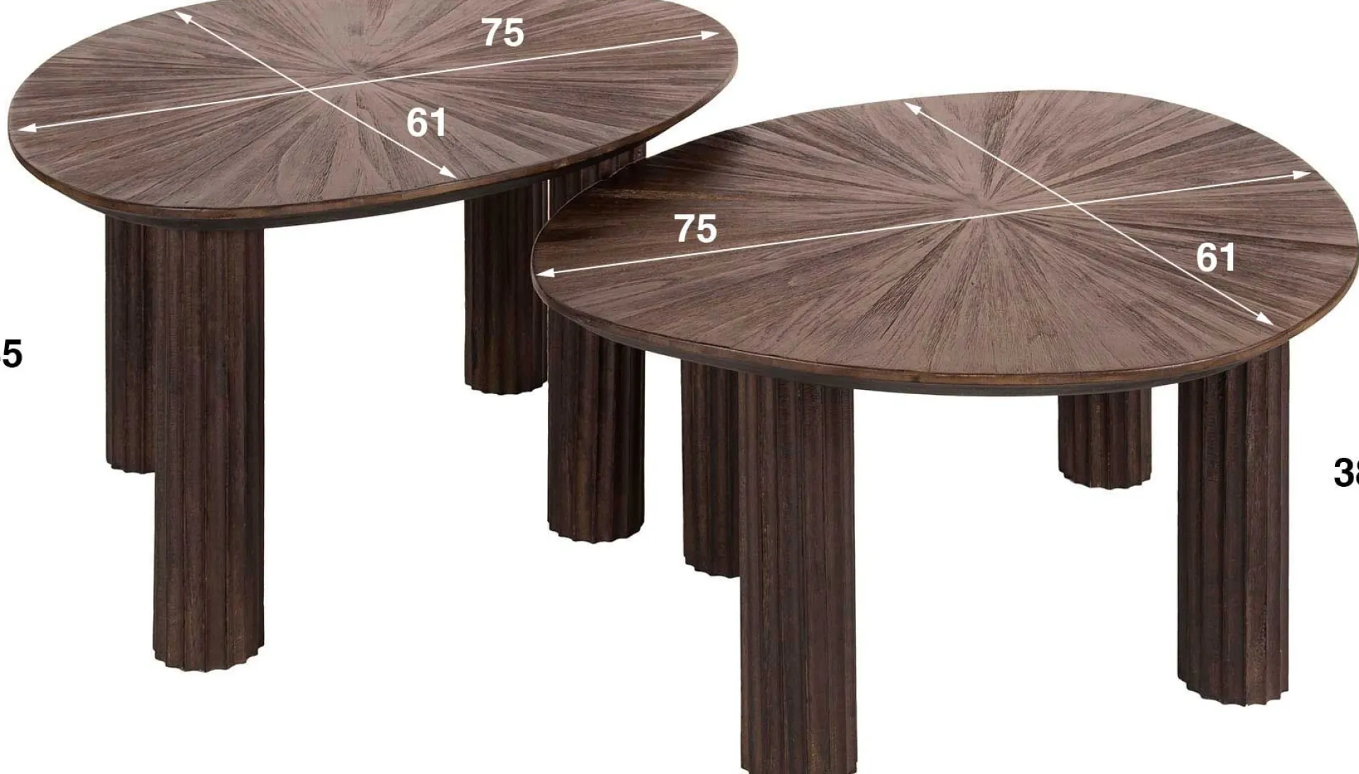 Emob Maya Teak Dreieckiger Couchtisch Set/2 - Espresso