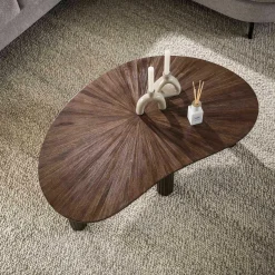 Emob Maya Teak Nieren Couchtisch 110cm - Massiv Teak Espresso