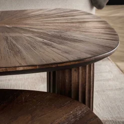 Emob Maya Teak Rechteckiger Couchtisch - Massiv Teak Espresso (2er Set)".