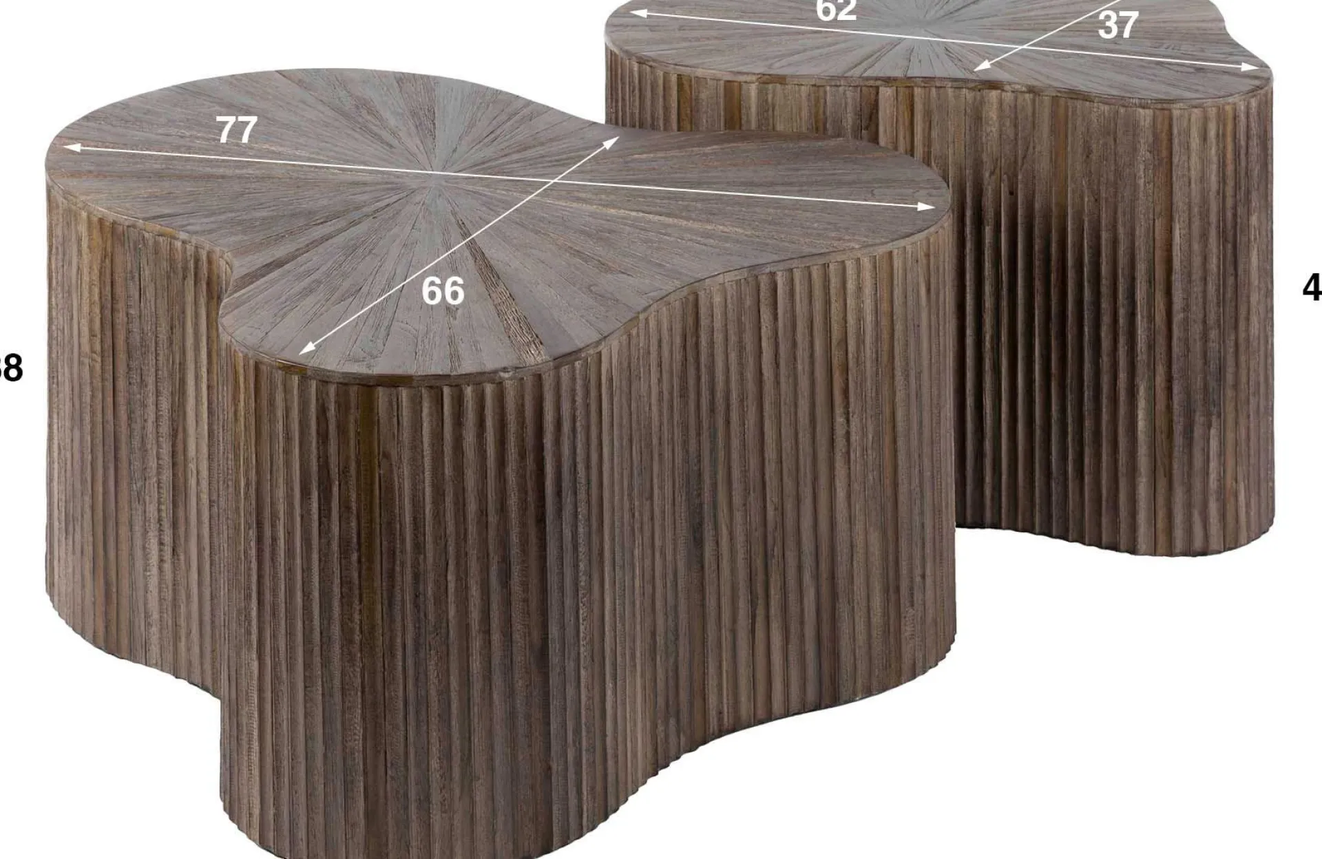 Emob Maya Teak Shamrock Couchtisch Set/2 - Massiv Teak Espresso