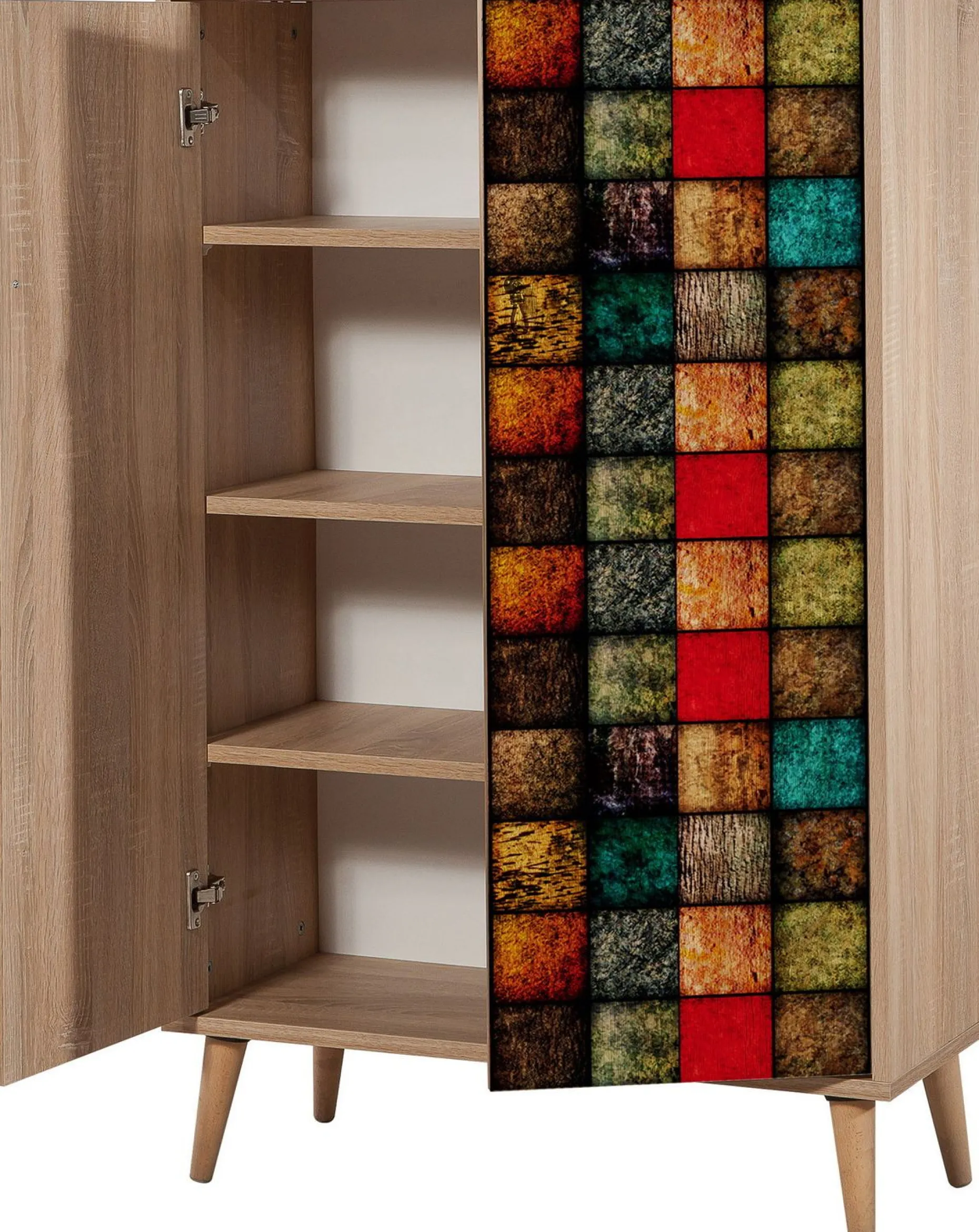 Mehrzweckschrank Multibox - 100% MELAMINE - Sonoma Eiche - 80 x 127 x 36 cm