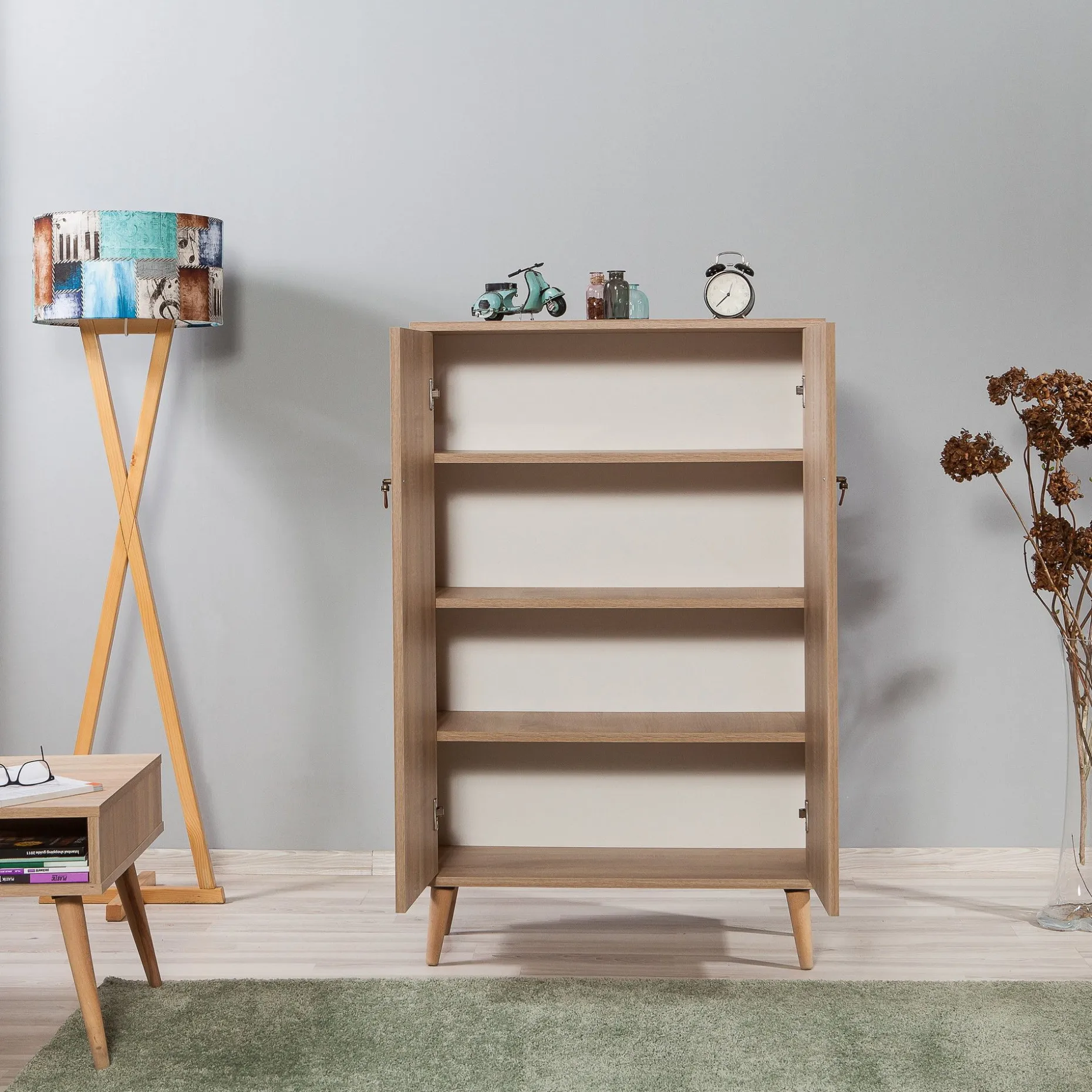 Mehrzweckschrank Multibox - 100% MELAMINE - Sonoma Eiche - 80 x 127 x 36 cm