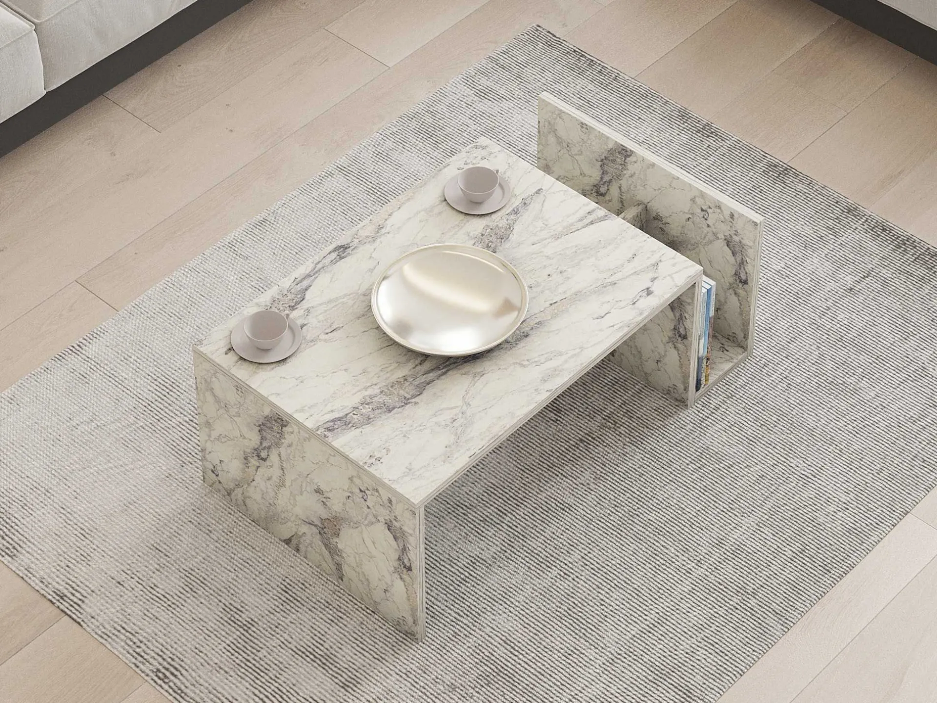Emob Memo Couchtisch | 100 % MELAMIN | Freesia-Marmor