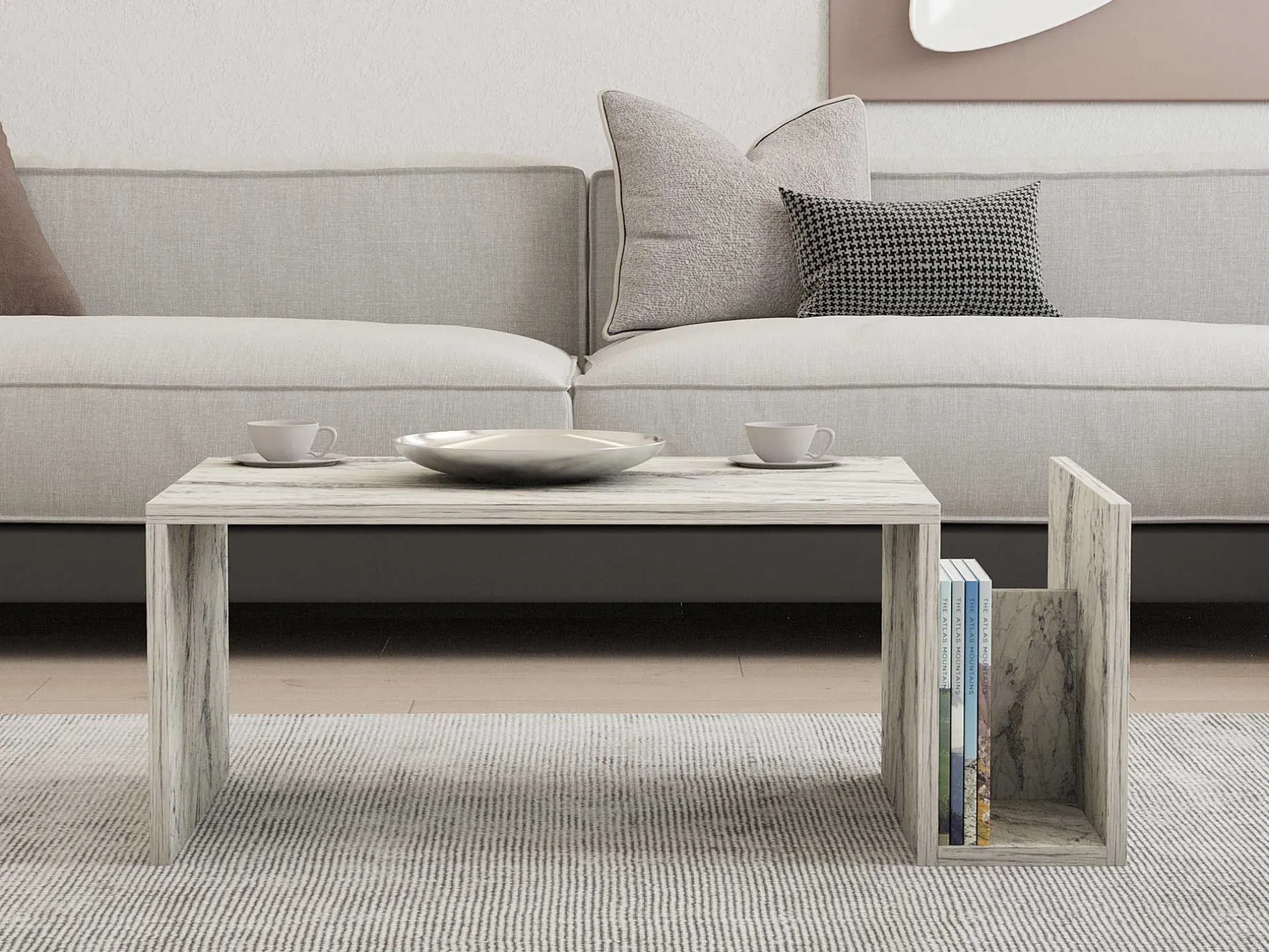 Emob Memo Couchtisch | 100 % MELAMIN | Freesia-Marmor