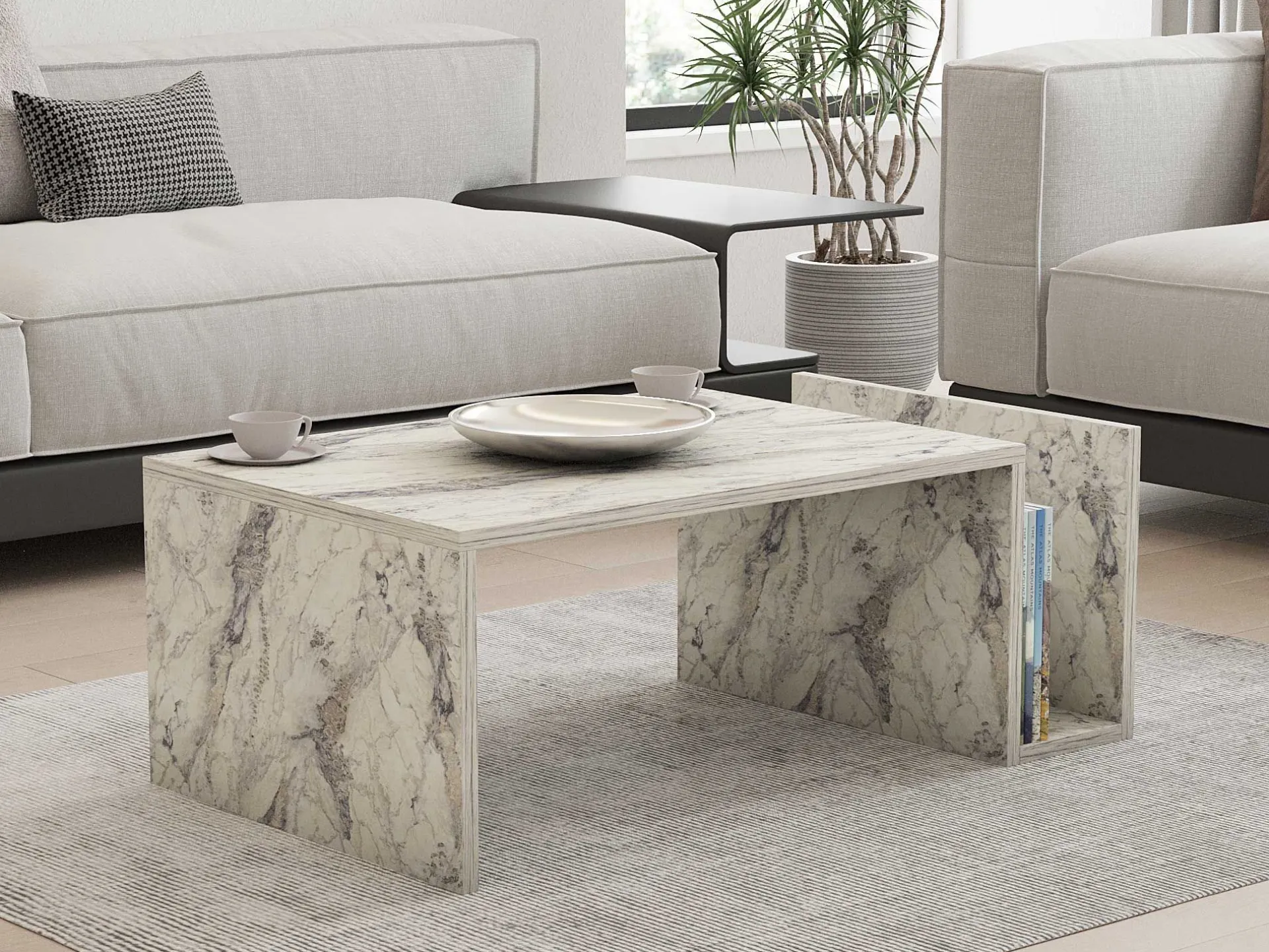 Emob Memo Couchtisch | 100 % MELAMIN | Freesia-Marmor
