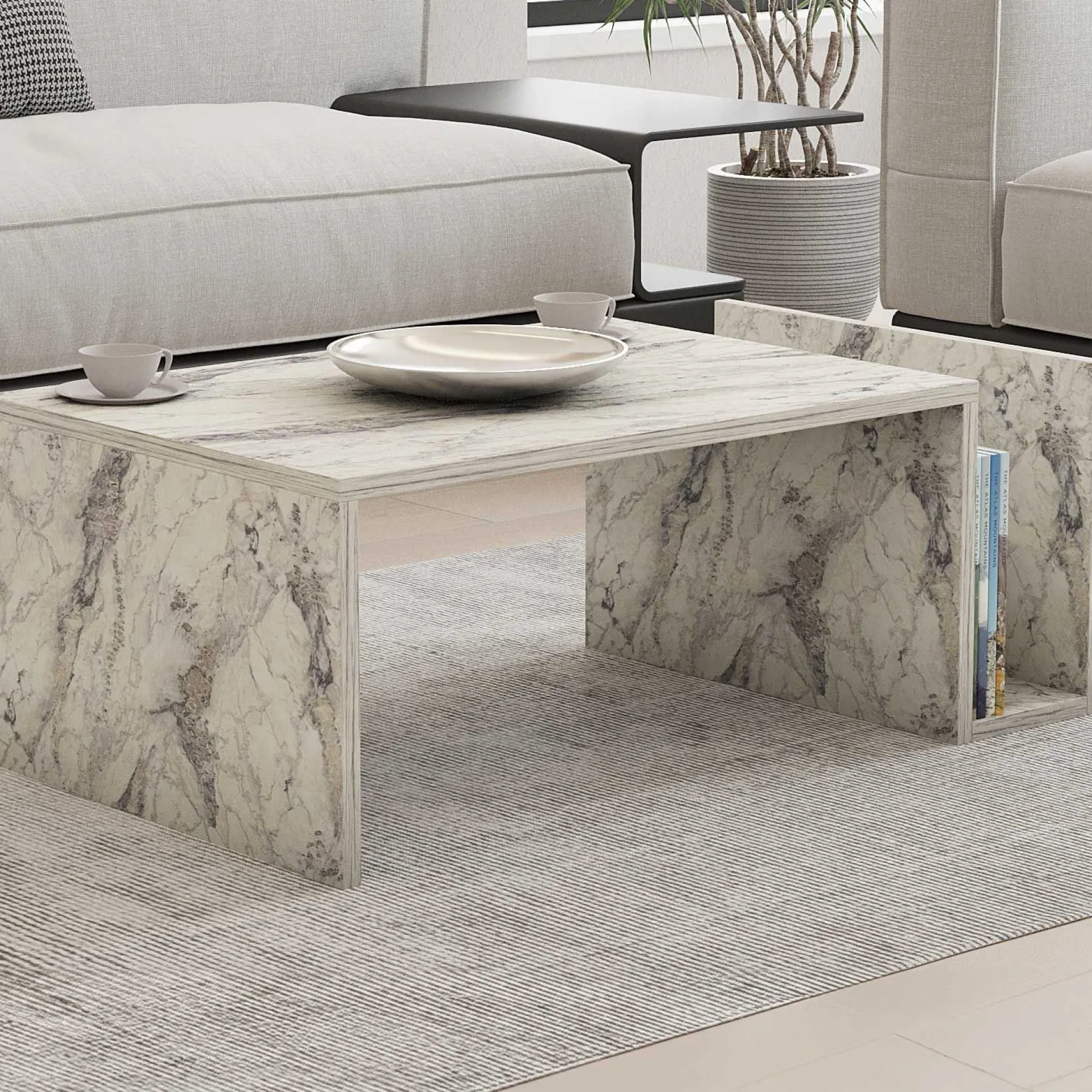 Emob Memo Couchtisch | 100 % MELAMIN | Freesia-Marmor
