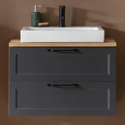 Meran Waschtischunterschrank | 80 x 47 x 65 cm | Eiche grau