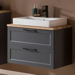 Meran Waschtischunterschrank | 80 x 47 x 65 cm | Eiche grau