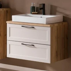 Meran Waschtischunterschrank | 80 x 47 x 65 cm | Eiche kaschmirfarbig