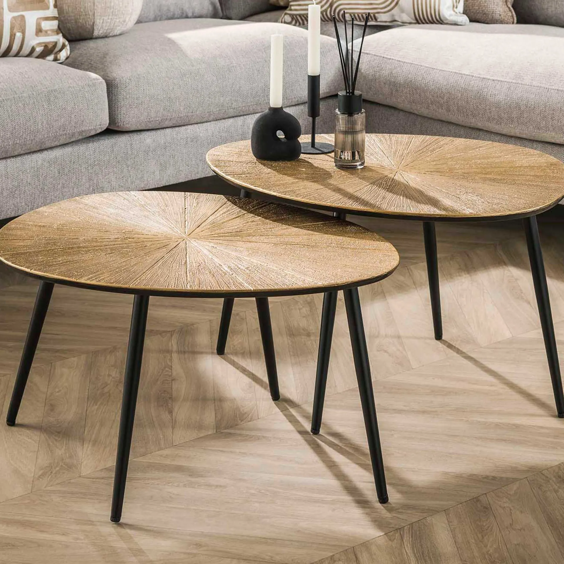 Emob Metallischer Couchtisch in Antik Set/2 - Ray Metal Organic
