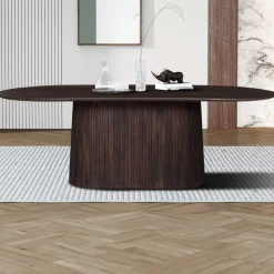 Rousseau Miguel Oval Esstisch 230cm Dunkel | Massivholz Mango Struktur und Platte