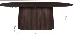 Rousseau Miguel Oval Esstisch 230cm Dunkel | Massivholz Mango Struktur und Platte