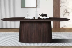 Rousseau Miguel Oval Esstisch 230cm Dunkel | Massivholz Mango Struktur und Platte