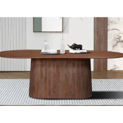 Rousseau Miguel Oval Esstisch 230cm Hell | Massivholz Mango Struktur und Platte