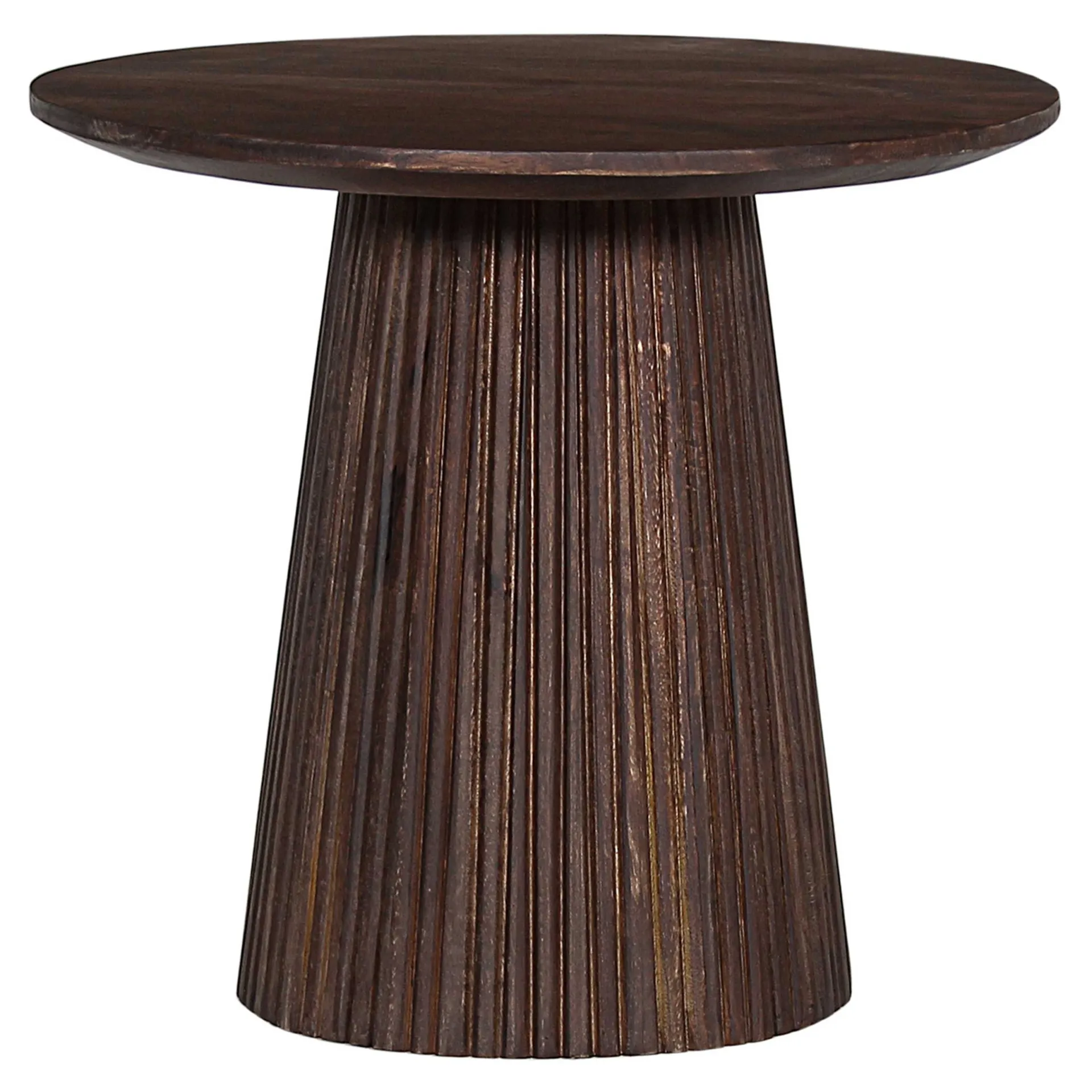 Rousseau Miguel Runder Couchtisch 50cm Dunkel | Massivholz Mango | H46 x B50 x T50cm