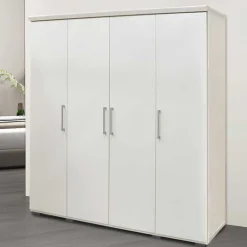 Mike 4-türiger Kleiderschrank: Weiß | 183x160x52cm