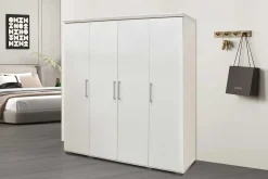 Mike 4-türiger Kleiderschrank: Weiß | 183x160x52cm
