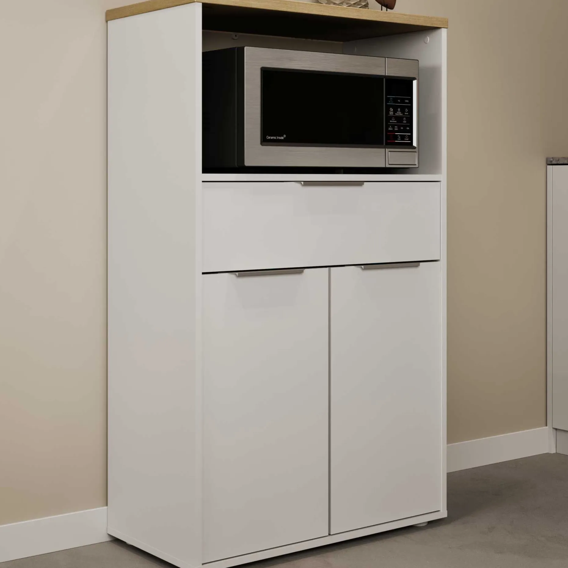 Mikrowellenschrank Access | 70,5 x 39,6 x 122,7 cm | Weiß
