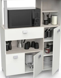 Mikrowellenschrank Basiel matt weiß/akazienfarben