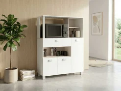 Mikrowellenschrank Basiel matt weiß/akazienfarben
