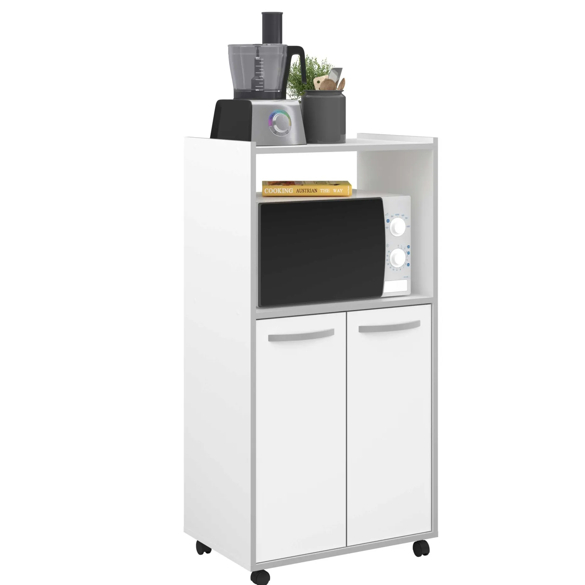 Mikrowellenschrank Easy 60cm, 2 Türen - weiß/grau