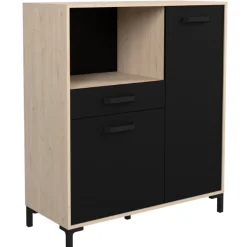 Mikrowellenschrank Felicity 100cm, 2 Türen und 1 Schublade - Eichedekor/schwarz