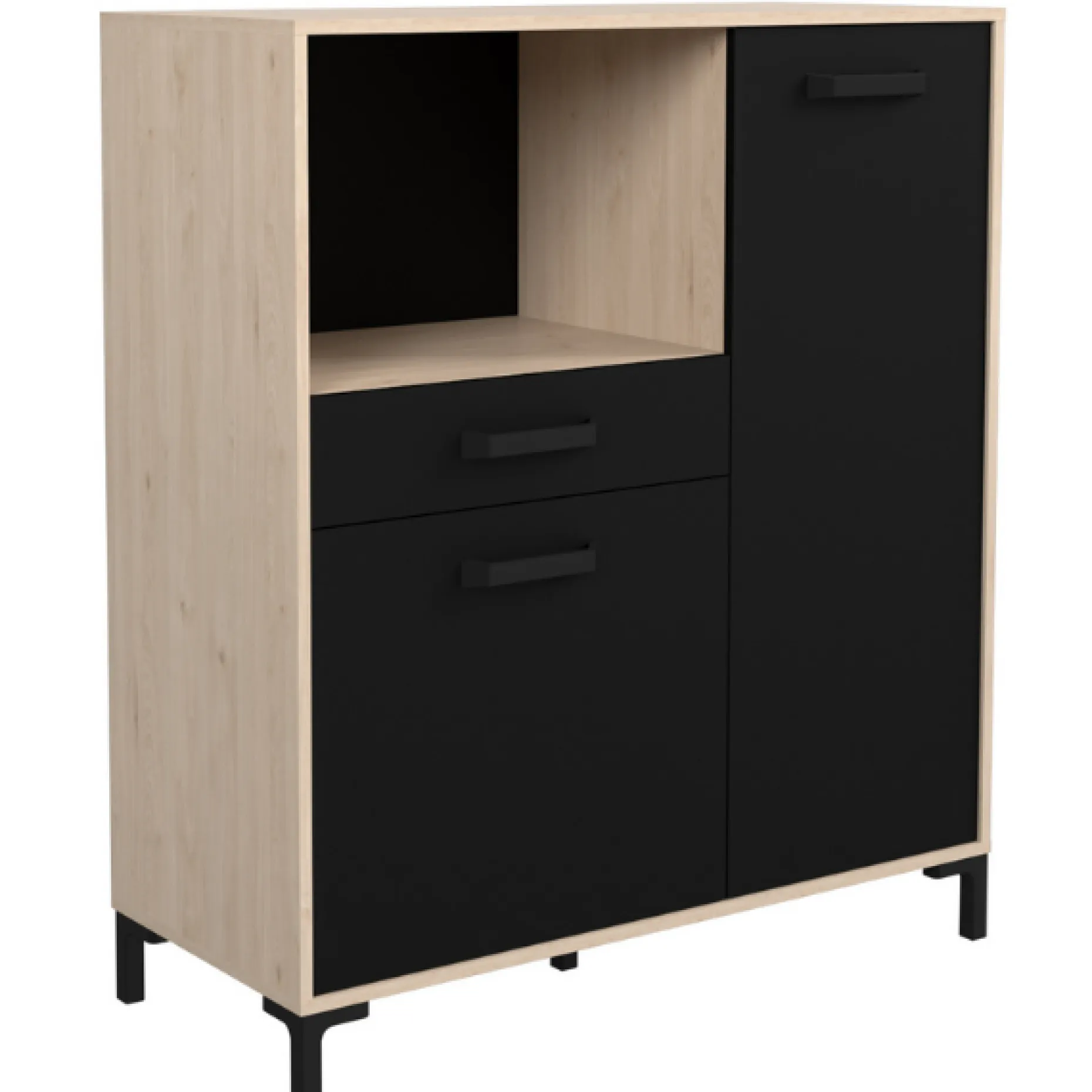 Mikrowellenschrank Felicity 100cm, 2 Türen und 1 Schublade - Eichedekor/schwarz