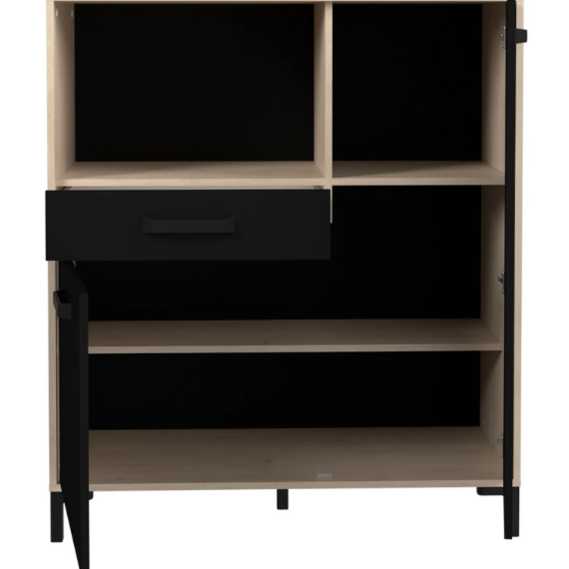 Mikrowellenschrank Felicity 100cm, 2 Türen und 1 Schublade - Eichedekor/schwarz