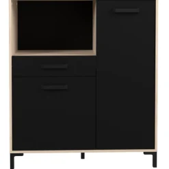 Mikrowellenschrank Felicity 100cm, 2 Türen und 1 Schublade - Eichedekor/schwarz