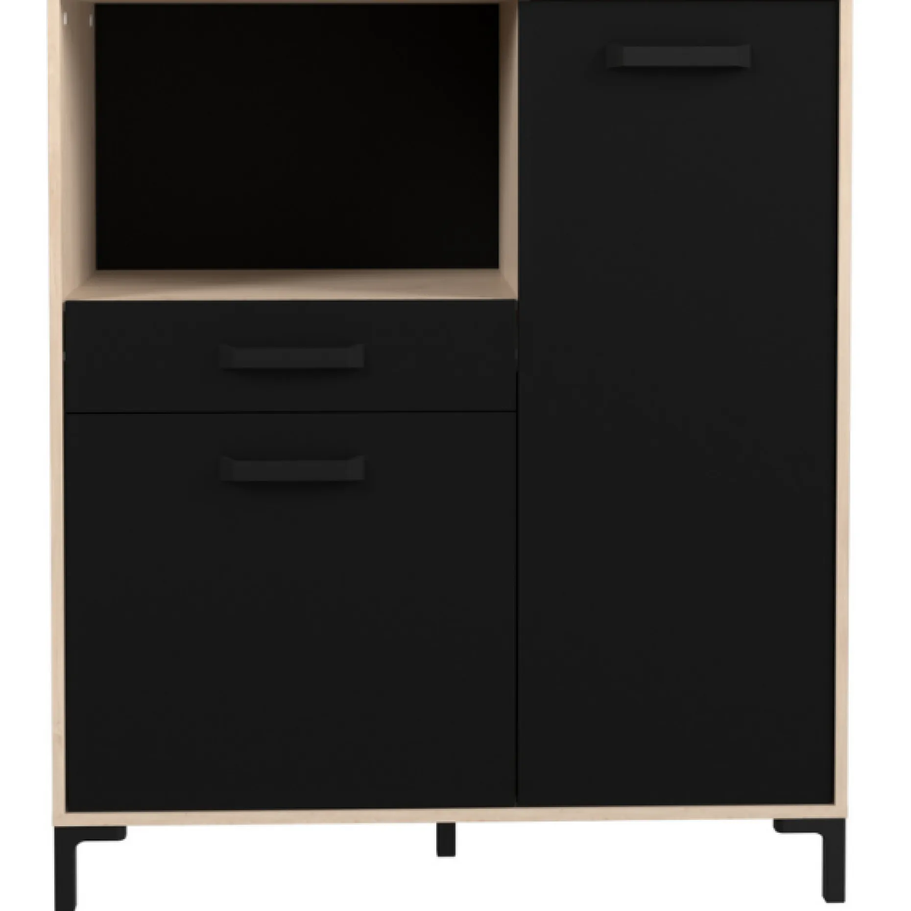 Mikrowellenschrank Felicity 100cm, 2 Türen und 1 Schublade - Eichedekor/schwarz