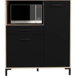 Mikrowellenschrank Felicity 100cm, 2 Türen und 1 Schublade - Eichedekor/schwarz