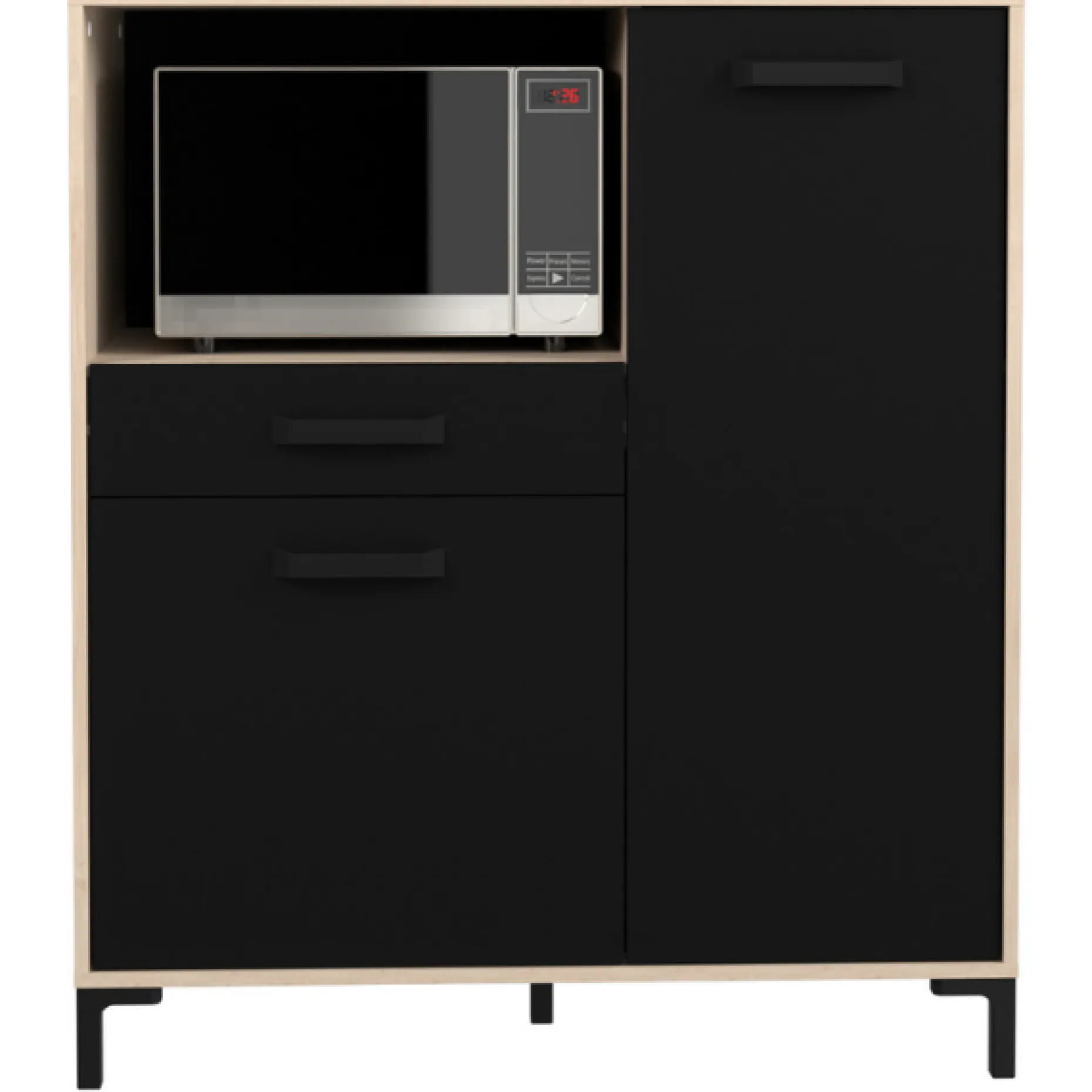Mikrowellenschrank Felicity 100cm, 2 Türen und 1 Schublade - Eichedekor/schwarz