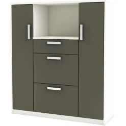 Mikrowellenschrank Flavor - 40x116x132 cm - Dunkelgrau/melaminbeschichtete Spanplatte