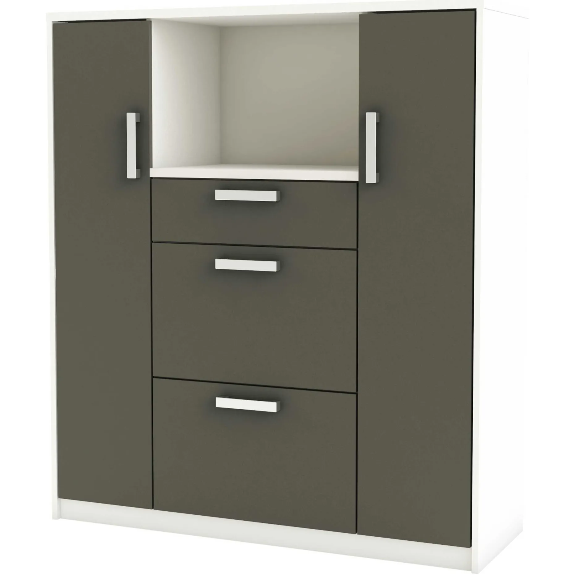Mikrowellenschrank Flavor - 40x116x132 cm - Dunkelgrau/melaminbeschichtete Spanplatte