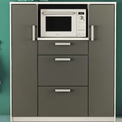 Mikrowellenschrank Flavor - 40x116x132 cm - Dunkelgrau/melaminbeschichtete Spanplatte