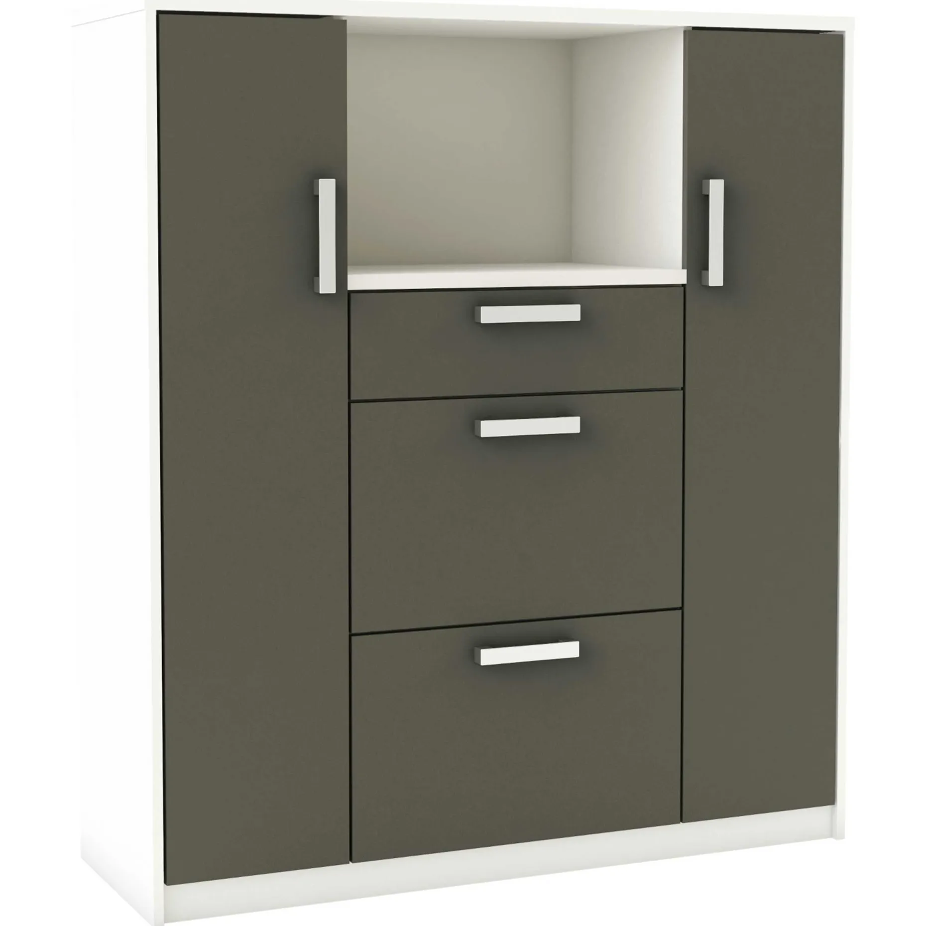 Mikrowellenschrank Flavor - 40x116x132 cm - Dunkelgrau/melaminbeschichtete Spanplatte