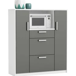 Mikrowellenschrank Flavor - 40x116x132 cm - Dunkelgrau/melaminbeschichtete Spanplatte
