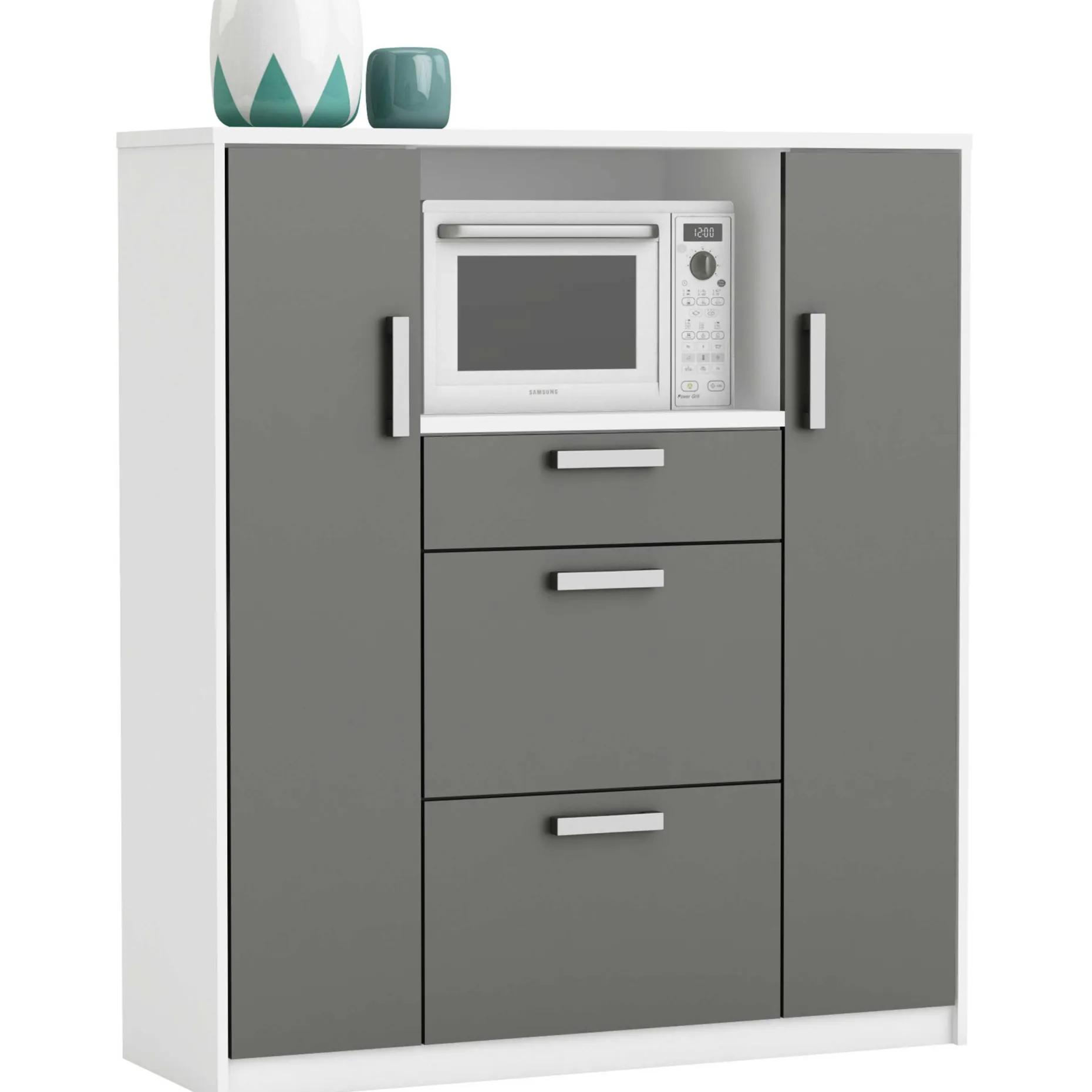 Mikrowellenschrank Flavor - 40x116x132 cm - Dunkelgrau/melaminbeschichtete Spanplatte