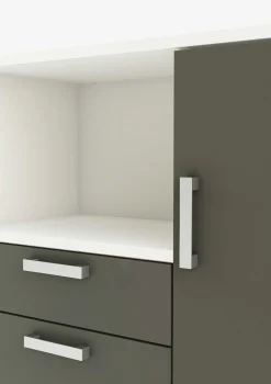 Mikrowellenschrank Flavor - 40x116x132 cm - Dunkelgrau/melaminbeschichtete Spanplatte