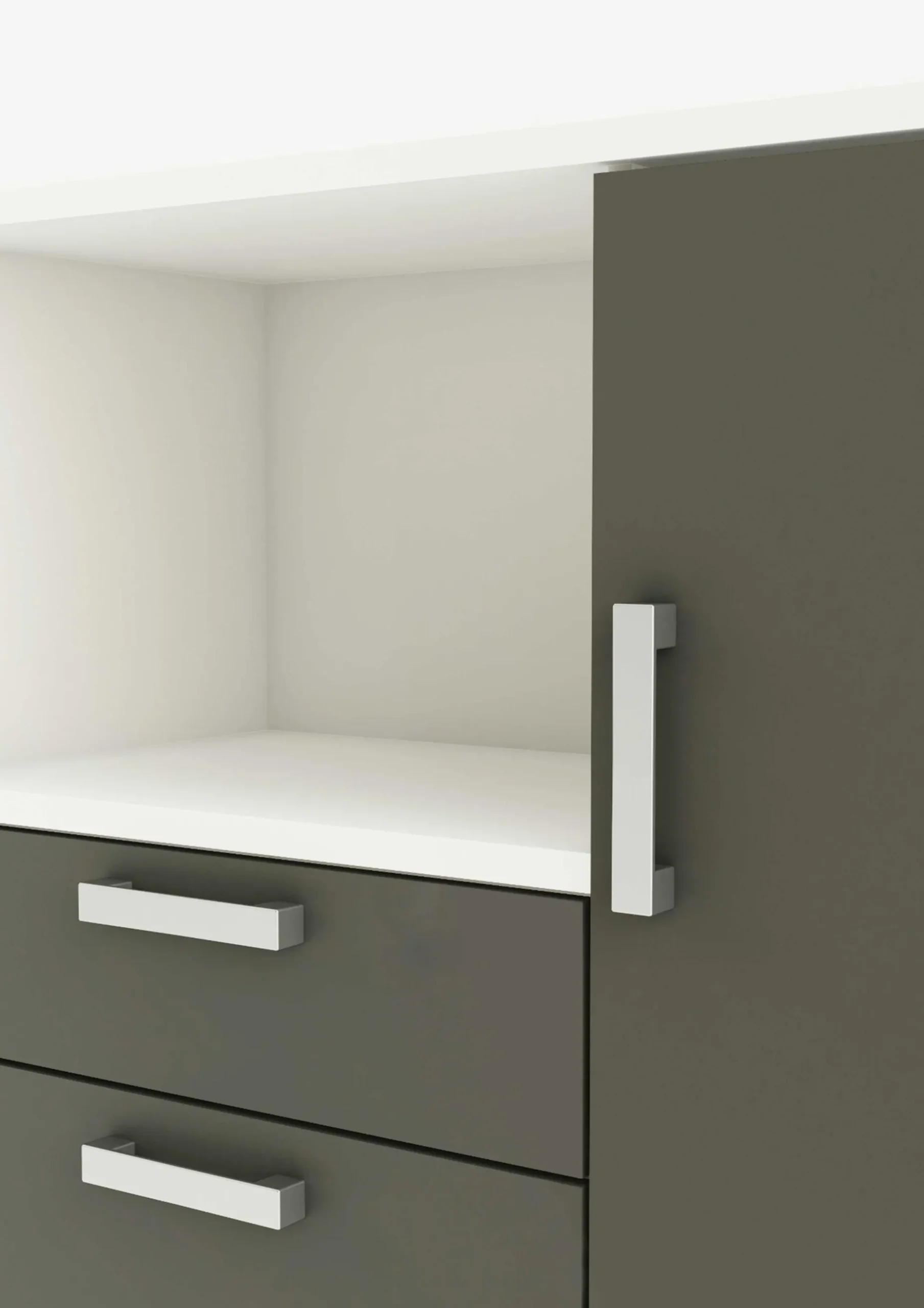 Mikrowellenschrank Flavor - 40x116x132 cm - Dunkelgrau/melaminbeschichtete Spanplatte