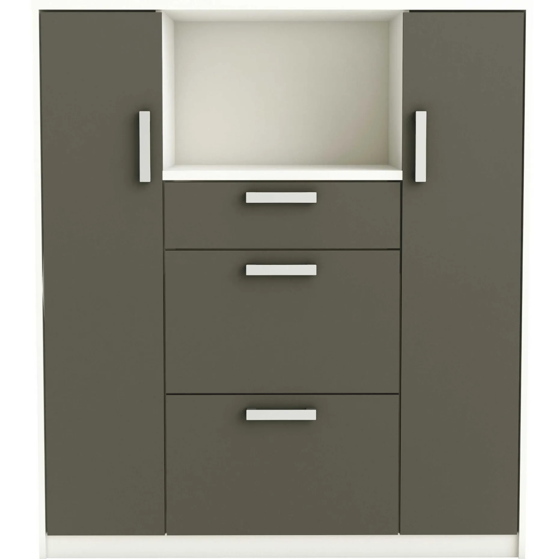 Mikrowellenschrank Flavor - 40x116x132 cm - Dunkelgrau/melaminbeschichtete Spanplatte