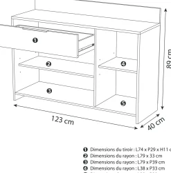 Mikrowellenschrank Michael 1 Schublade, 2 offene Fächer, 1 Flügeltür und 1 Einlegeboden-robuste Eiche/schwarz