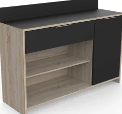 Mikrowellenschrank Michael 1 Schublade, 2 offene Fächer, 1 Flügeltür und 1 Einlegeboden-robuste Eiche/schwarz
