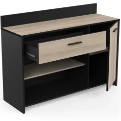 Mikrowellenschrank Romanie-Kronberg Eiche/Mattschwarz