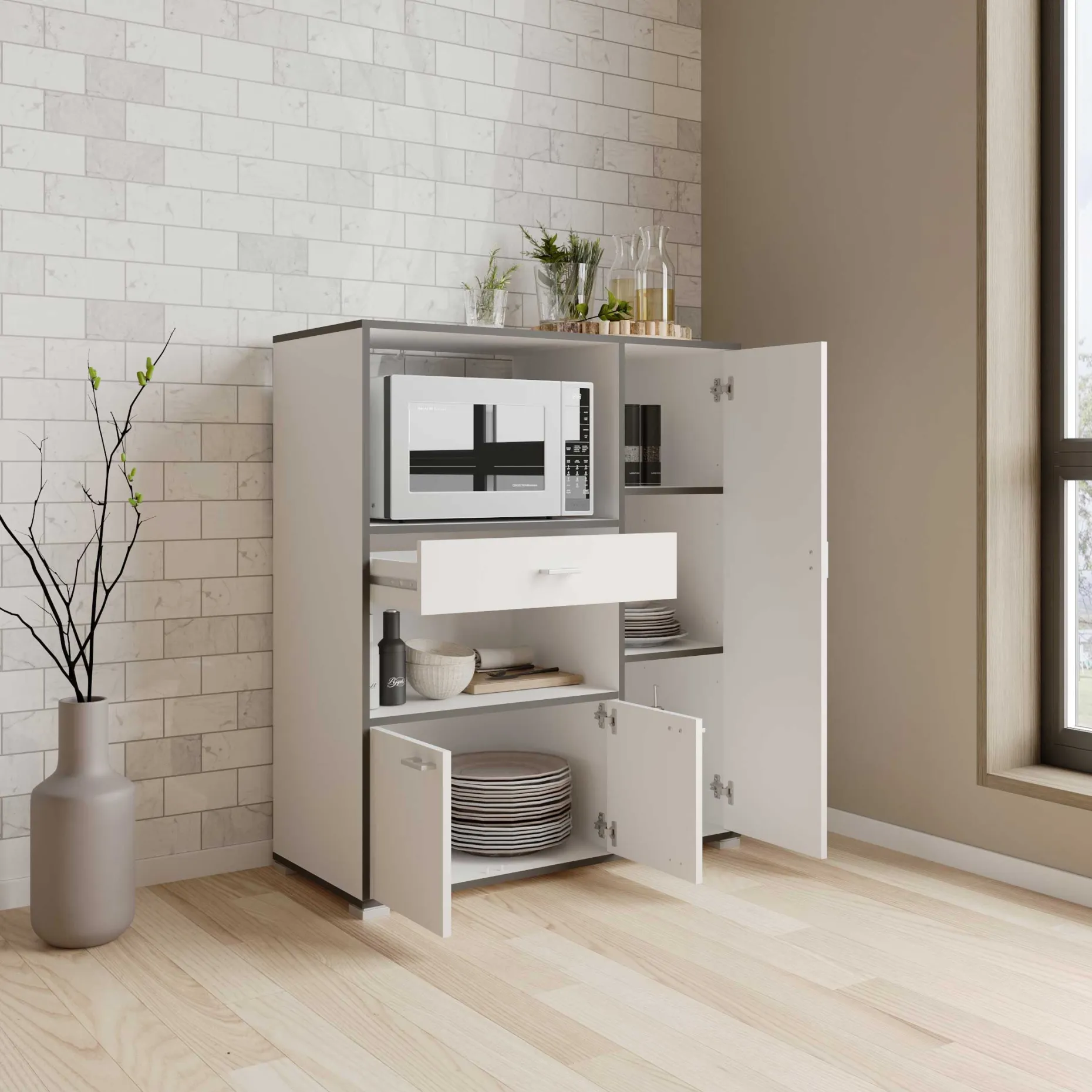 Mikrowellenschrank Zira mattweiß