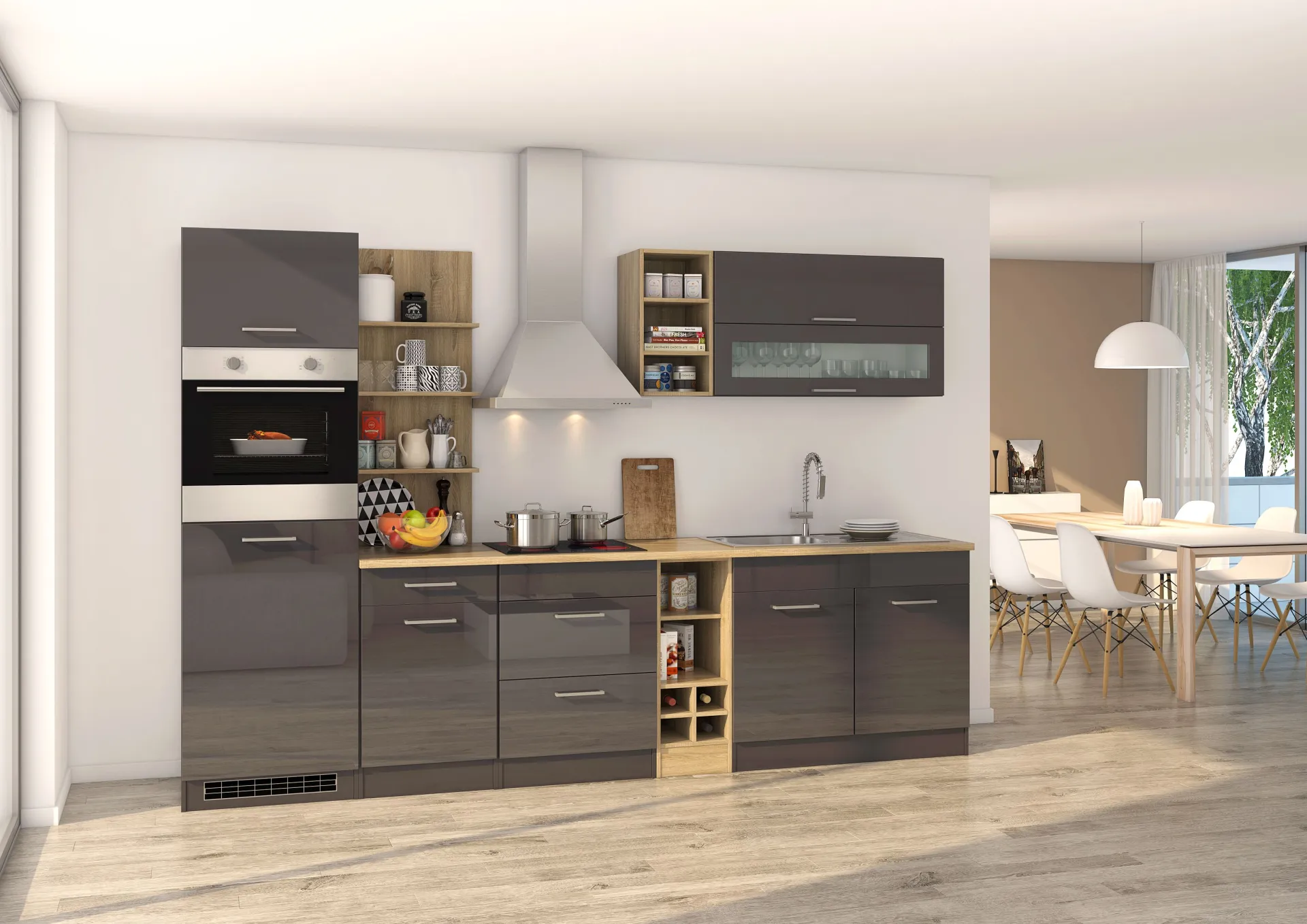 Held Milan - Leerzeile 310 Küche - Hochglanz /Graphit/Eiche Sonoma".